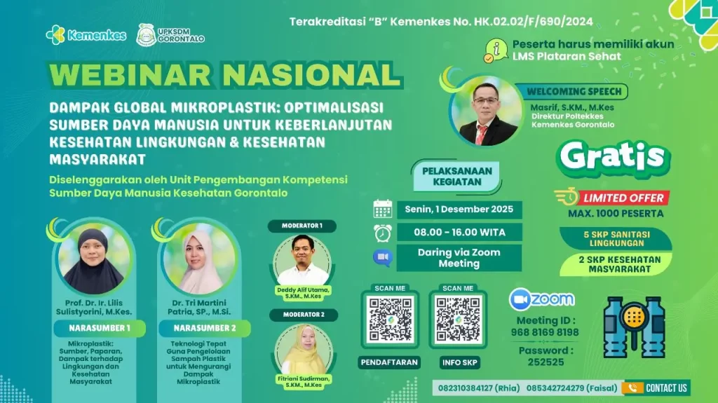 Webinar Nasional Dampak Global Mikroplastik : Optimalisasi SDM untuk Keberlanjutan Kesehatan Lingkungan & Kesehatan Masyarakat