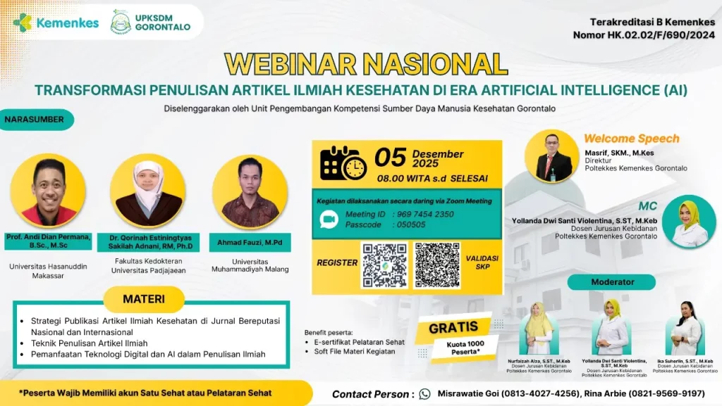 Webinar Nasional Transformasi Penulisan Artikel Ilmiah Kesehatan di Era Artificial Intelligence (AI)