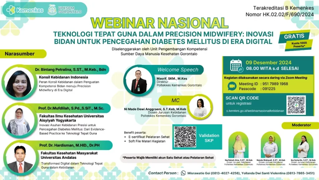 Webinar Nasional Teknologi Tepat Guna Dalam Precision Midwifery : Inovasi Bidan Untuk Pencegahan Diabetes Mellitus di Era Digital